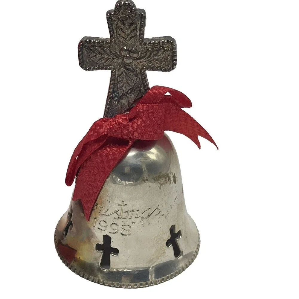 VINTAGE International Silver Co Silverplated Christmas Bell 4” Ornament. 1998